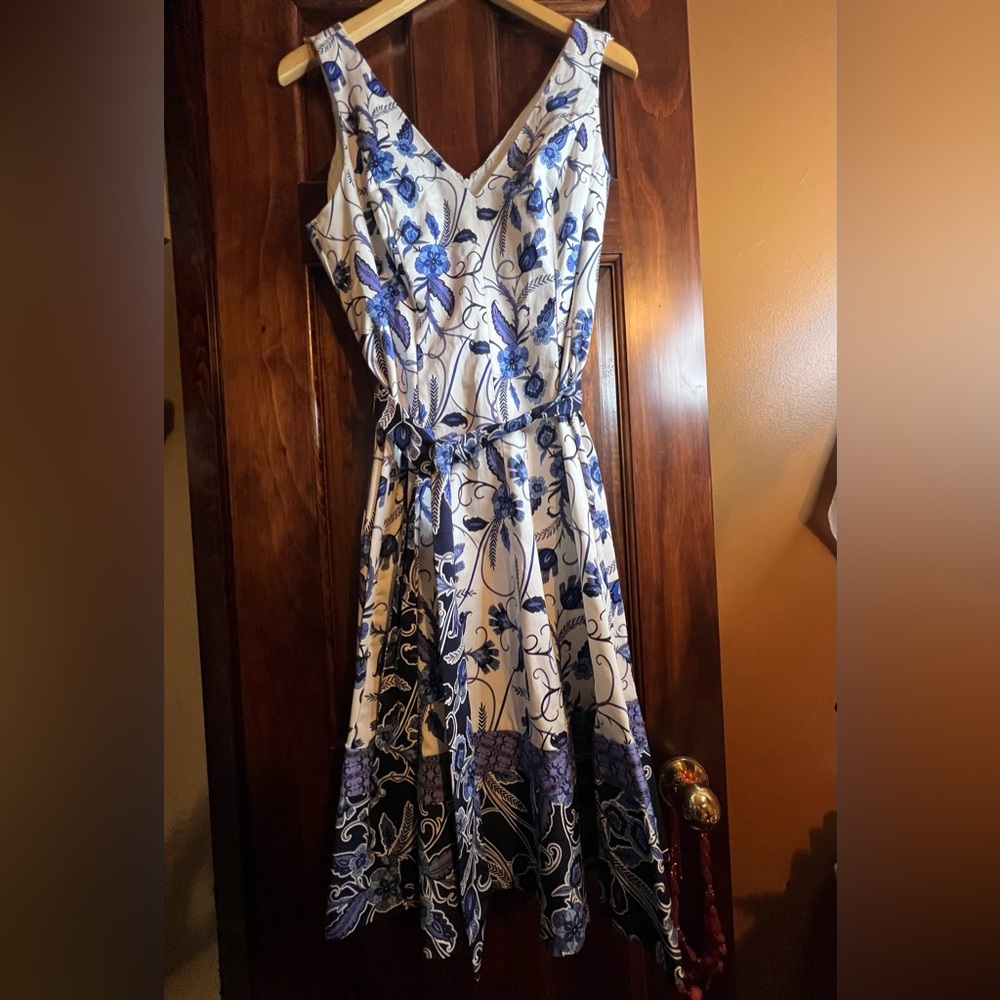 Floral Blue and White Dress